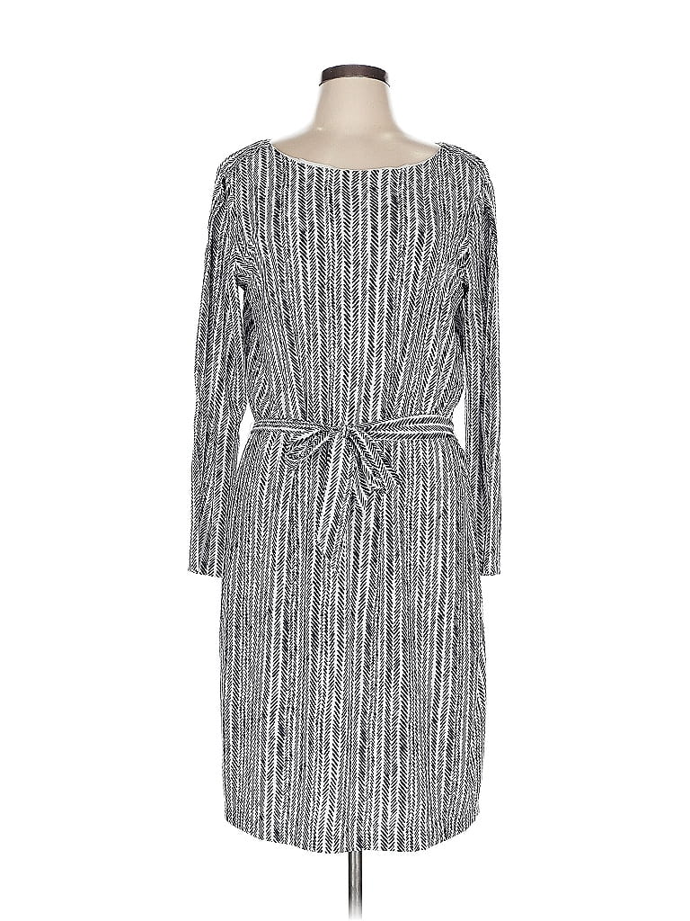 Armani Exchange 100% Polyester Stripes Gray Casual Dress Size L - photo 1