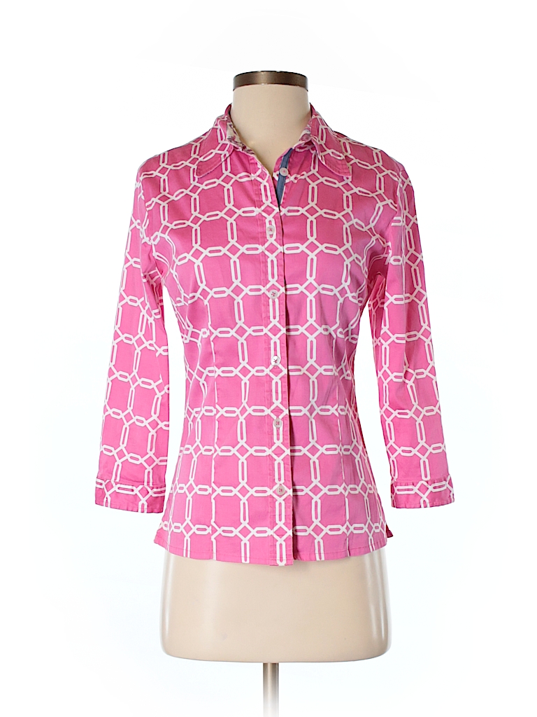 Tizzie Print Pink 3/4 Sleeve Button-Down Shirt Size S - 95% off | thredUP