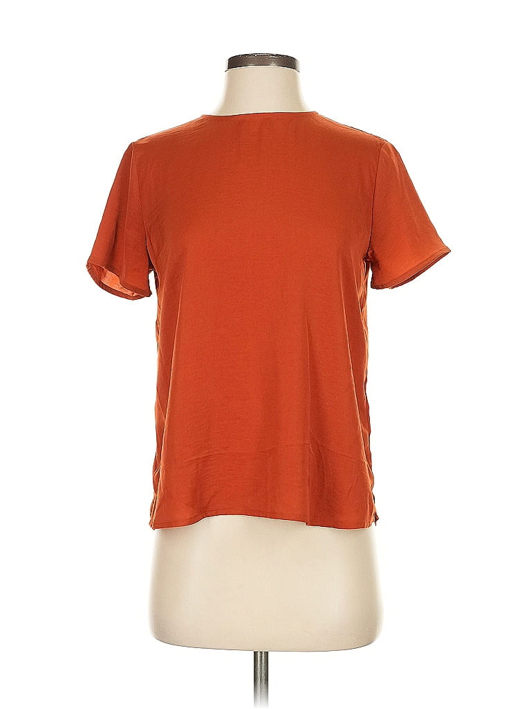 Pre-owned Banana Republic Factory Store Short Sleeve Top Orange Crew Neck Tops