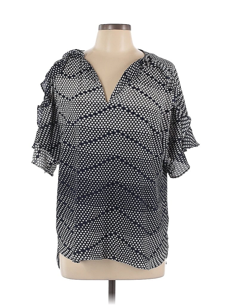 Pre-owned Banana Republic Factory Store Short Sleeve Blouse In Silver