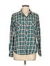 Natural Reflections 100% Cotton Plaid Teal Long Sleeve Button-Down Shirt Size M - photo 1