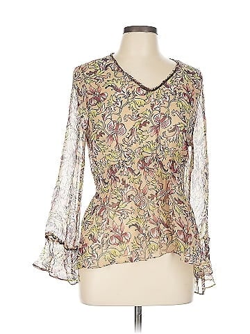 Nicole by Nicole Miller Ivory Floral Sheer Silk Top (view 1)