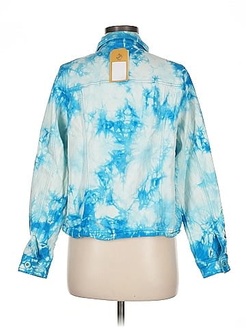 DG^2 by Diane Gilman Blue Tie-Dye Floral Denim Jacket (view 2)