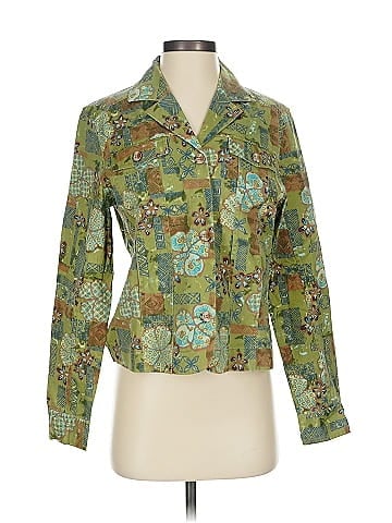 Christopher & Banks Artistic Green Patchwork Print Jacket (view 1)