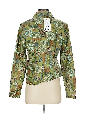 Christopher & Banks Artistic Green Patchwork Print Jacket (view 2)