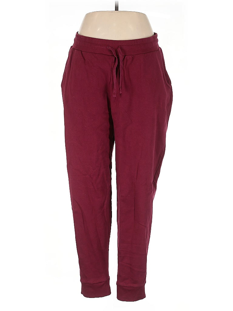 Crown & Ivy 100% Cotton Solid Burgundy Casual Pants Size L - photo 1