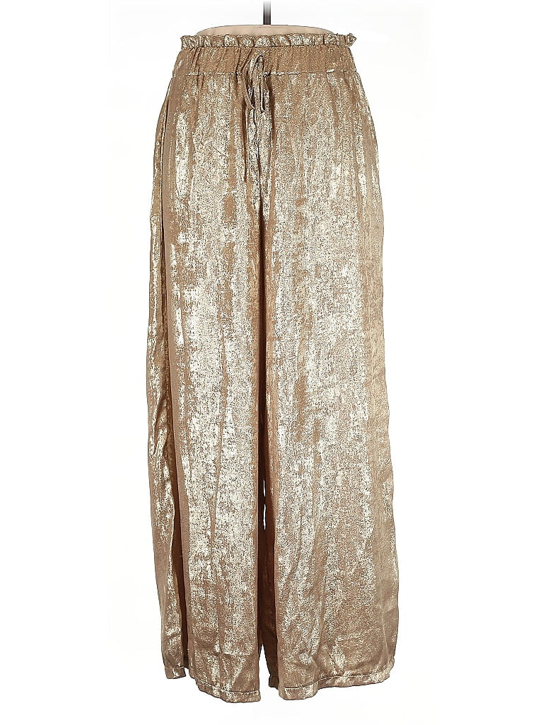 Unbranded 100% Polyester Metallic Gold Casual Pants Size 0X - photo 1