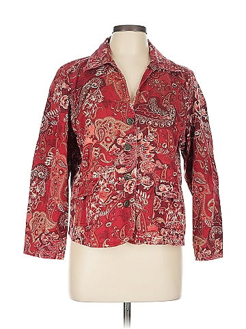 Christopher & Banks Red Paisley Long Sleeve Jacket (view 1)