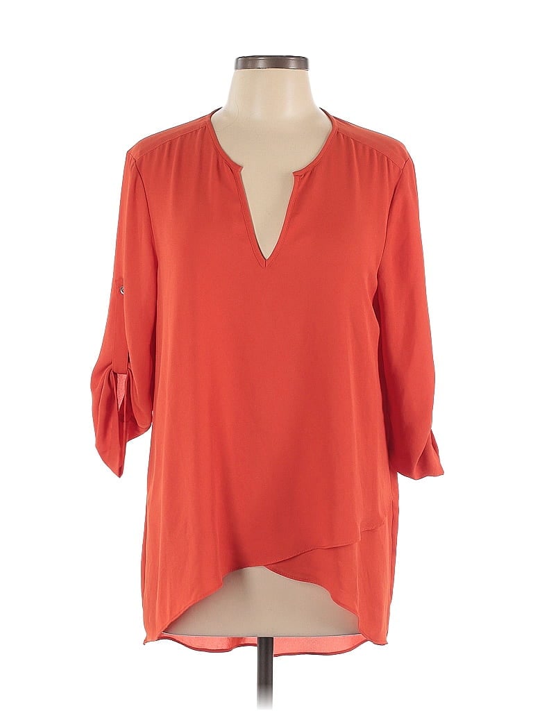Click to view more detailed imagery on our partner's website Pre-owned Karen Kane 3/4 Sleeve Blouse In Orange