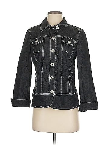 Baccini Black Denim Jacket with Buttons (view 1)