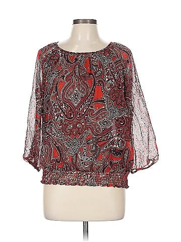 Cathy Daniels Red Paisley Pattern Long Blouse (view 1)