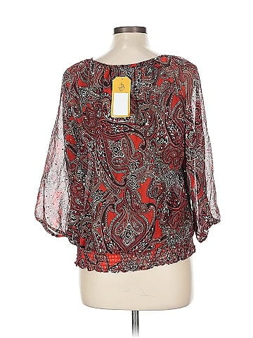Cathy Daniels Red Paisley Pattern Long Blouse (view 2)