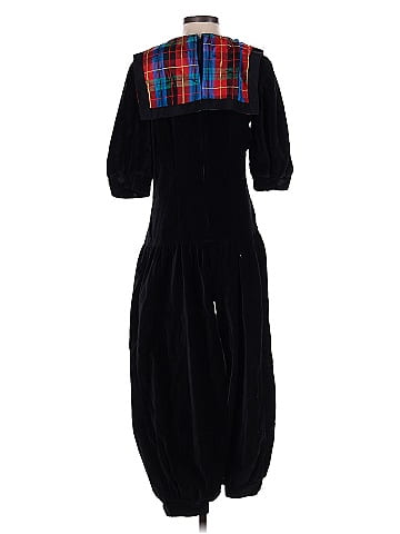 Misty Lane Black Velvet Jumpsuit with Tartan (view 2)