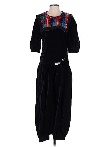 Misty Lane Black Velvet Jumpsuit with Tartan (view 1)