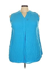 Woman Within Sleeveless Button Down Shirt