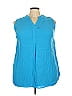 Woman Within 100% Rayon Blue Sleeveless Button-Down Shirt Size 22 - photo 1