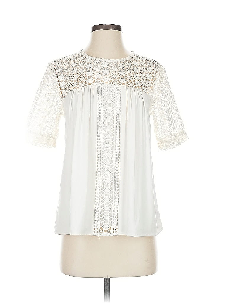 Pre-owned Ann Taylor Short Sleeve Blouse In White