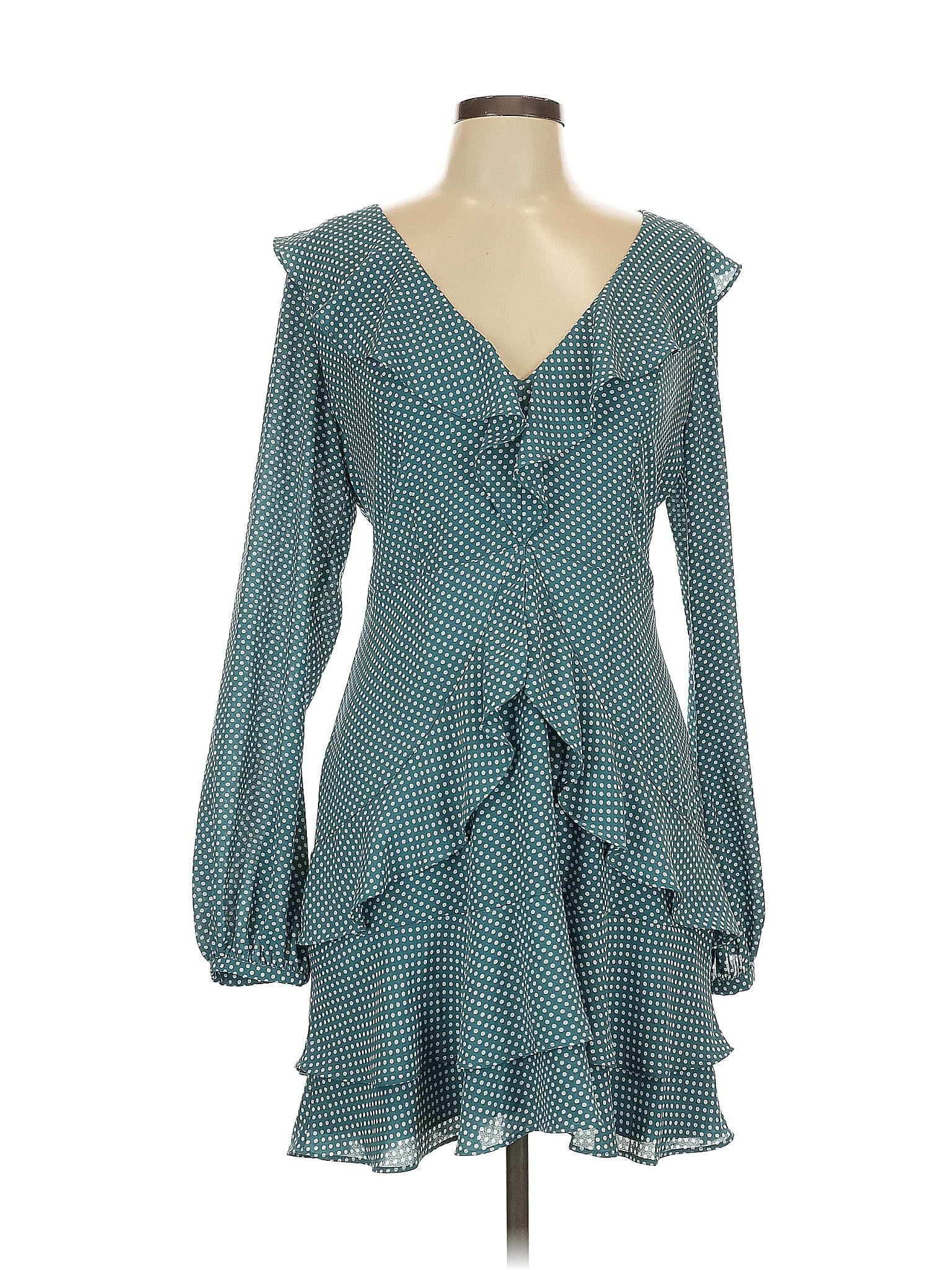 Express 100% Polyester Chevron-herringbone Teal Cocktail Dress Size 12