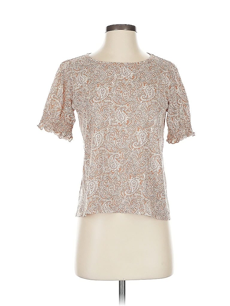 Ann Taylor LOFT Outlet 100% Cotton Tan Short Sleeve Blouse Size S - photo 1