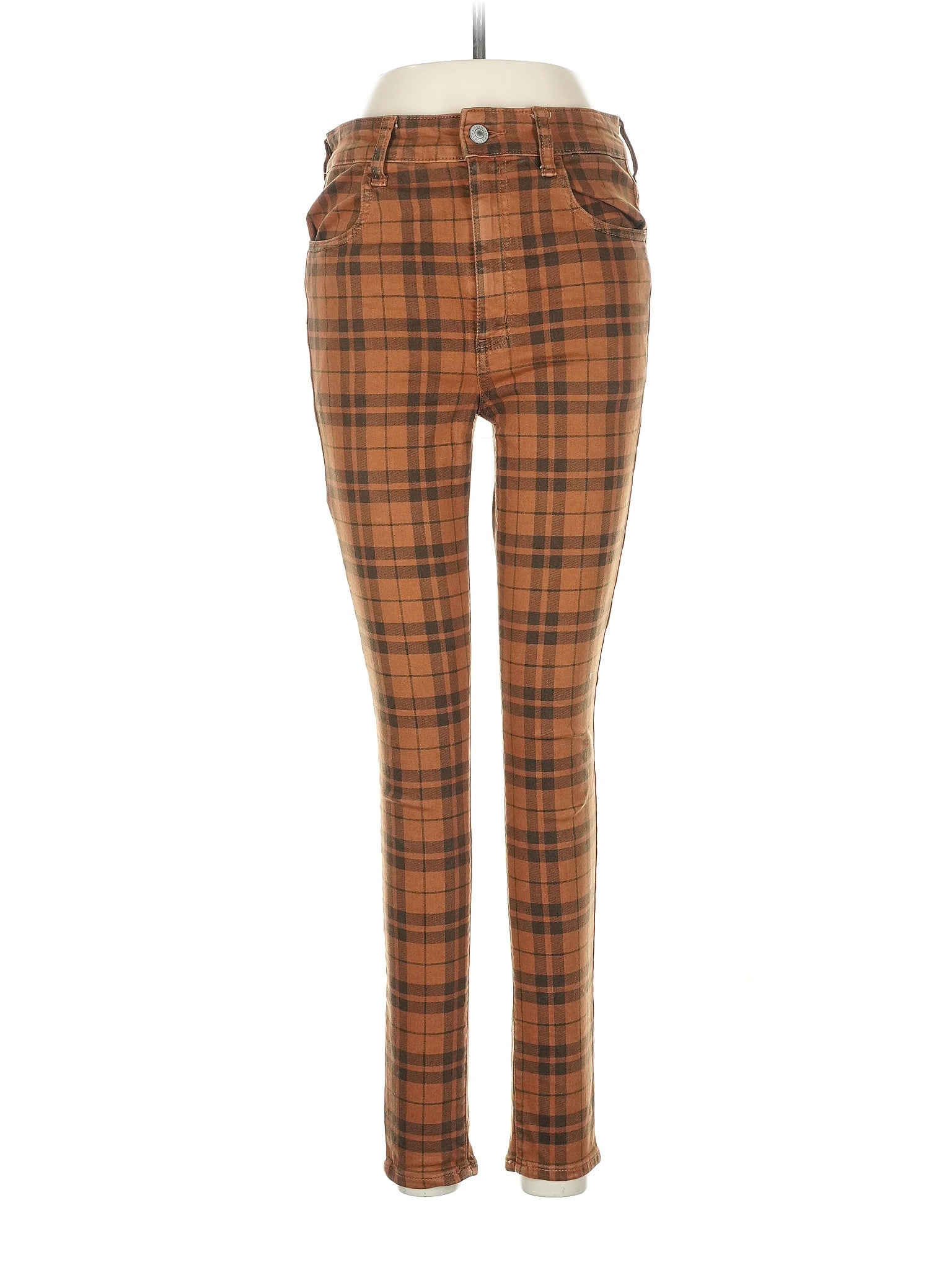 American Eagle Outfitters Plaid Orange Jeggings Size 6