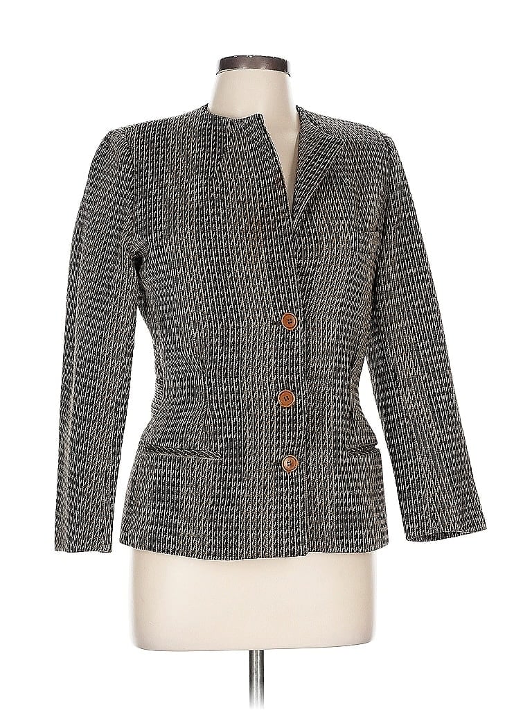 Giorgio Armani 100% Cupro Houndstooth Gray Yellow Blazer Size 10 - photo 1