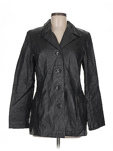 Wilsons Leather Timeless Black Double Breasted Jacket (view 1)