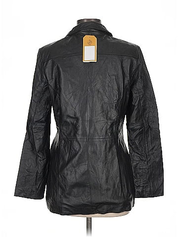 Wilsons Leather Timeless Black Double Breasted Jacket (view 2)