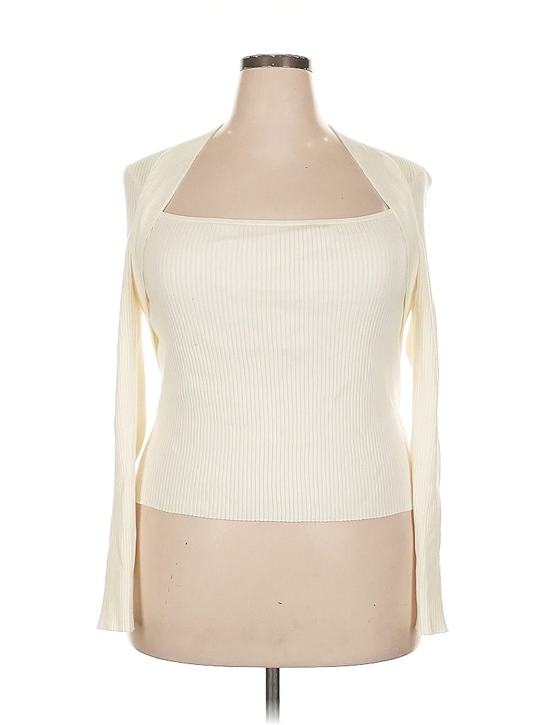 Pre-owned Celebrity Pink Cardigan Sweater In White