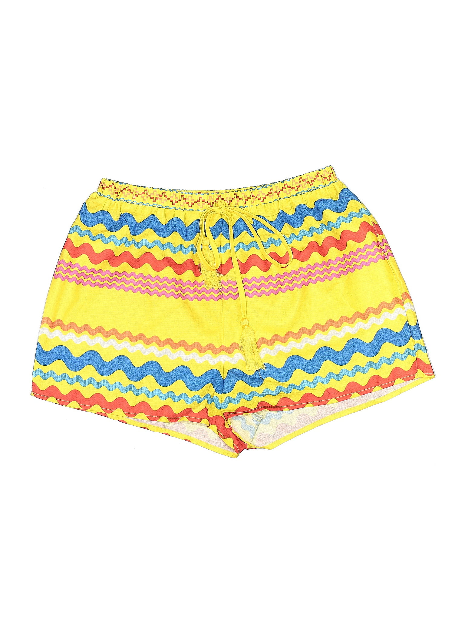 Flying Tomato 100% Polyester Chevron-herringbone Yellow Shorts Size S