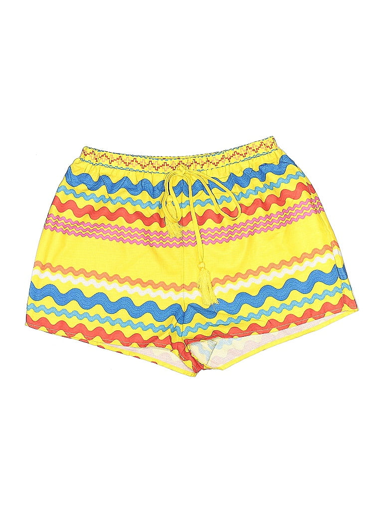 Flying Tomato 100% Polyester Chevron-herringbone Yellow Shorts Size S