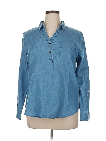 Allegra K Long Sleeve Button-Down Shirt (view 1)