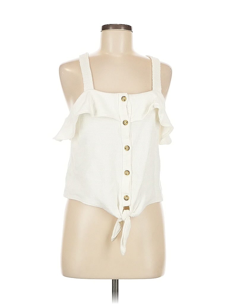 TeXTURE & THREAD Madewell 100% Cotton Ivory Sleeveless Blouse Size M - photo 1