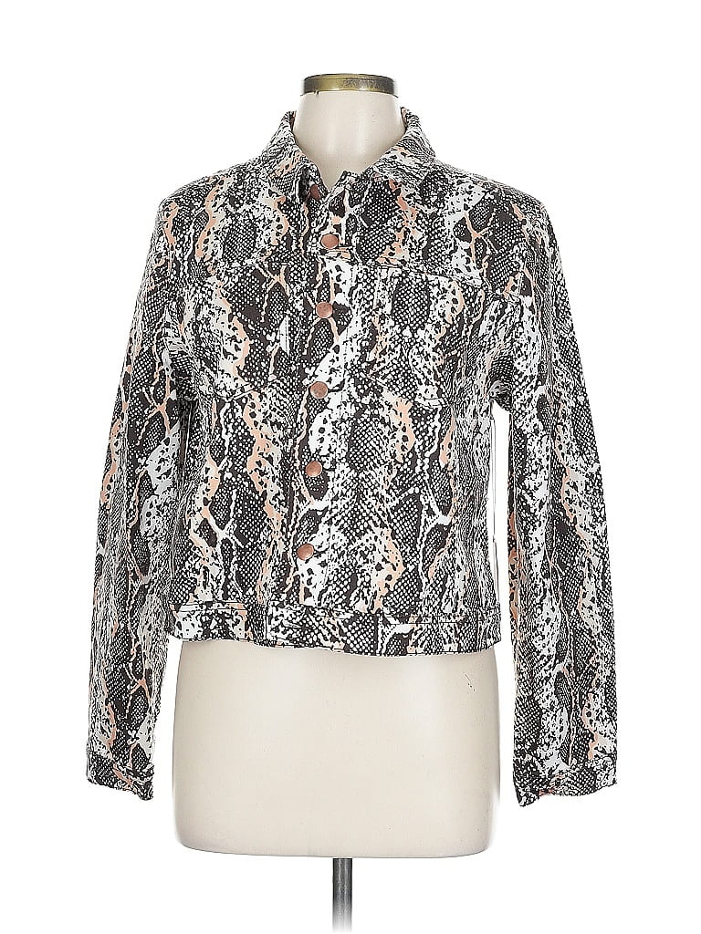 Eva Mendes by New York & Company Animal Print Silver Jacket Size L - photo 1