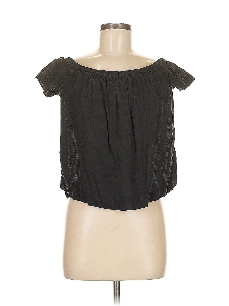 Pre-owned Bella Dahl Short Sleeve Blouse In Black