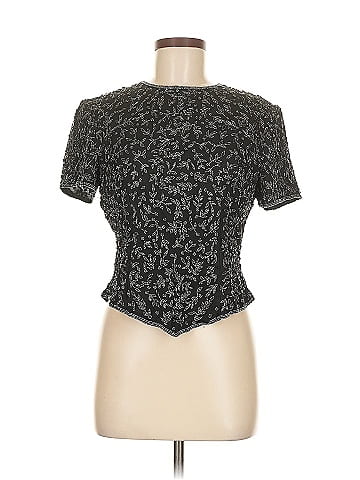 Papell Boutique Evening Short Sleeve Silk Top (view 1)