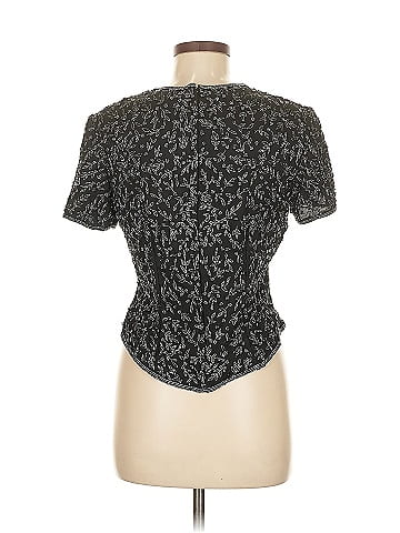 Papell Boutique Evening Short Sleeve Silk Top (view 2)