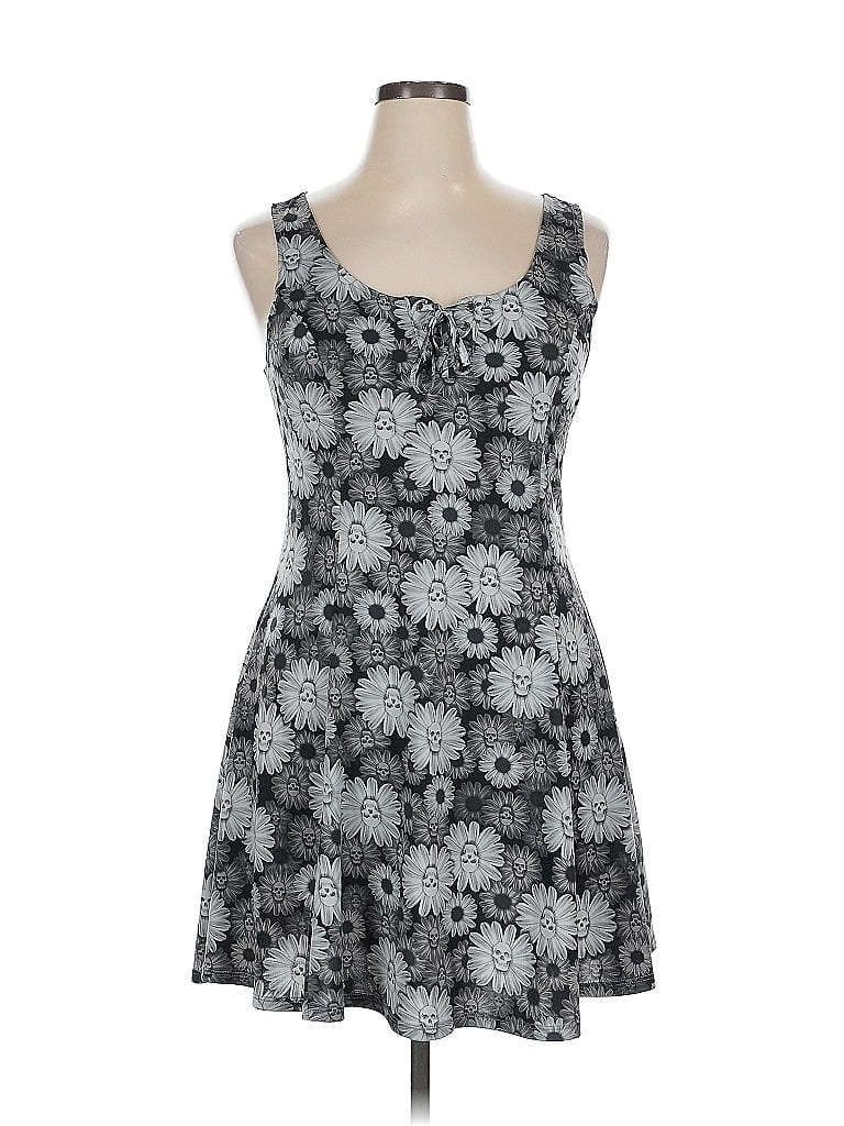 Hot Topic Print Gray Casual Dress Size XL - photo 1