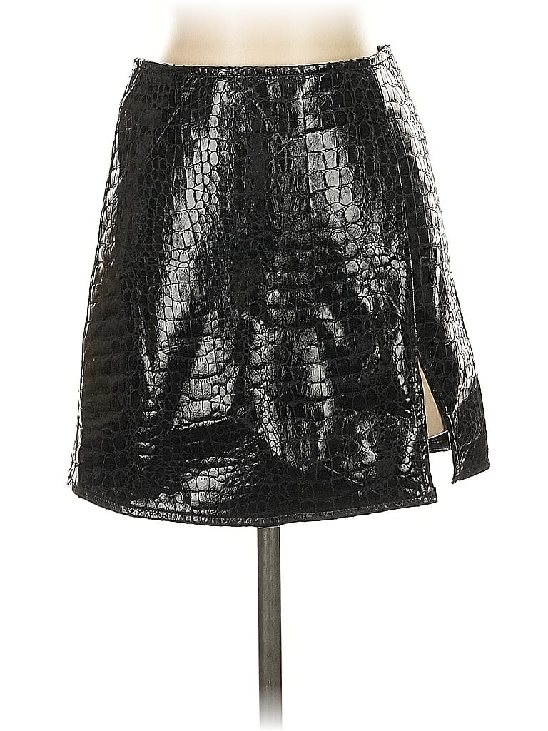 Pre-owned Motel Faux Leather Skirt In Black