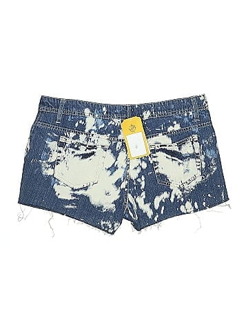 Mudd Blue Distressed Tie-Dye Denim Shorts (view 2)