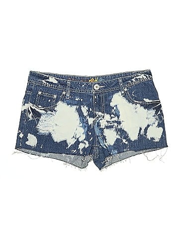 Mudd Blue Distressed Tie-Dye Denim Shorts (view 1)