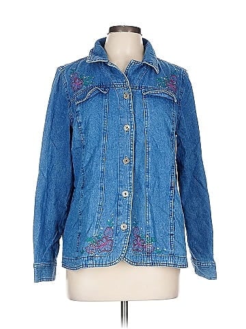 Basic Editions Blue Denim Jacket with Embroidery (view 1)
