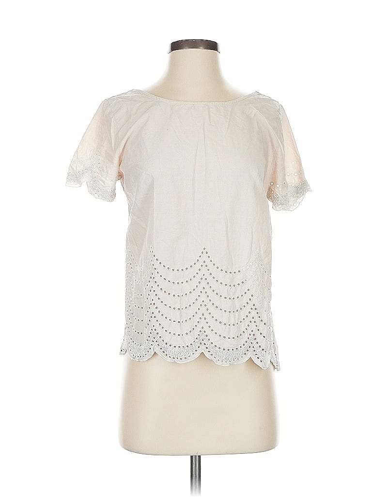Pre-owned Ann Taylor Loft Short Sleeve Blouse In White