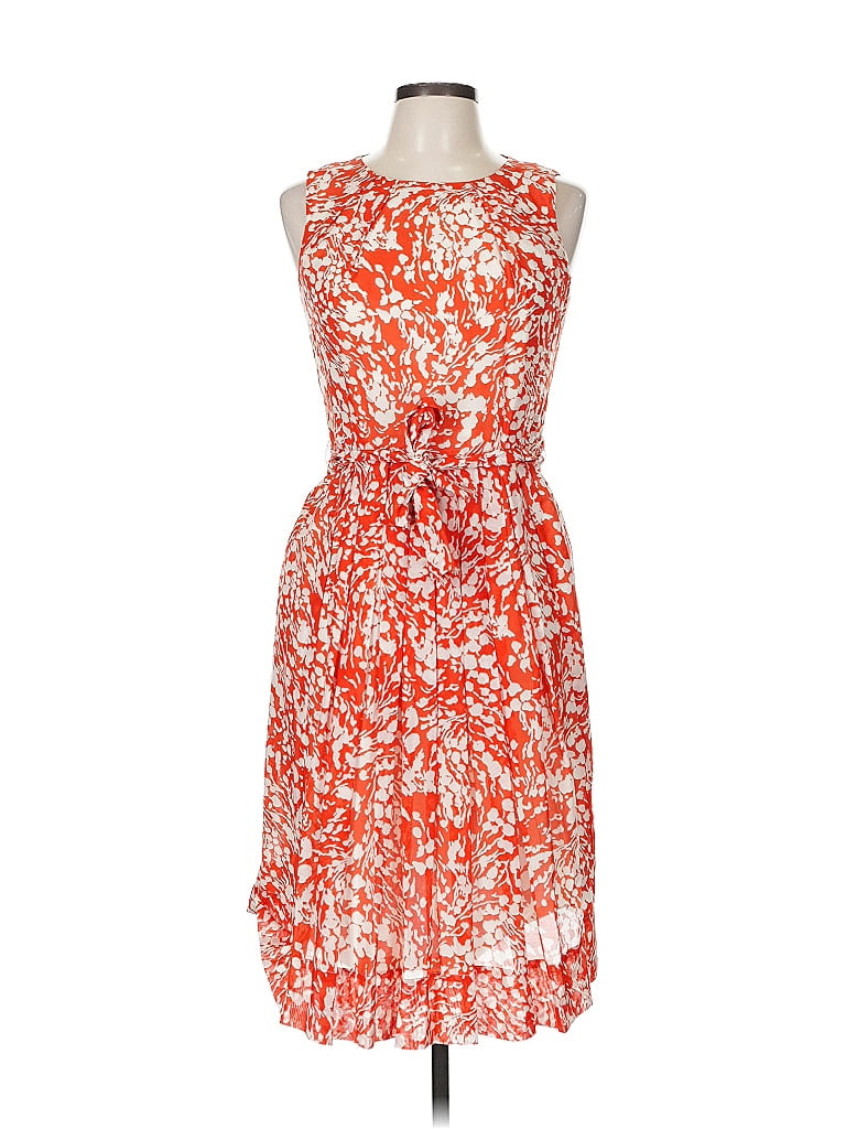 Talbots Print Orange Cocktail Dress Size 6 - photo 1