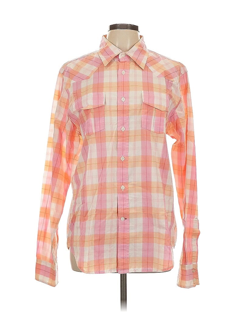 Guess Jeans 100% Cotton Plaid Pink Long Sleeve Button-Down Shirt Size L - photo 1