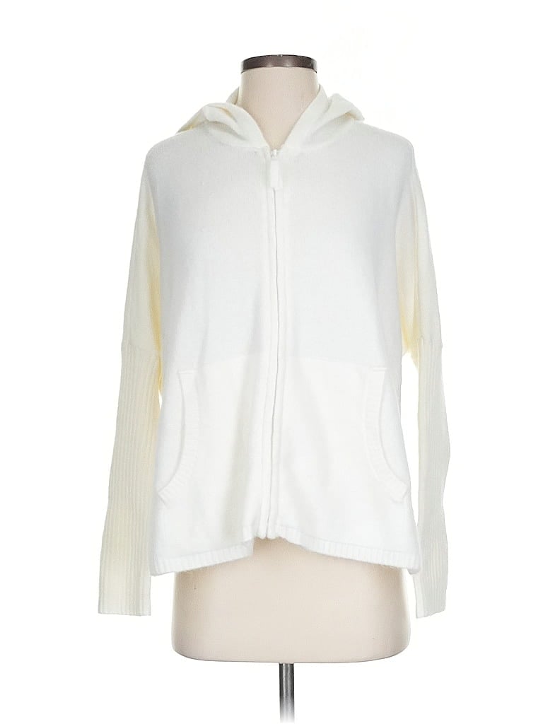Pre-owned Vince Camuto Zip Up Hoodie In White