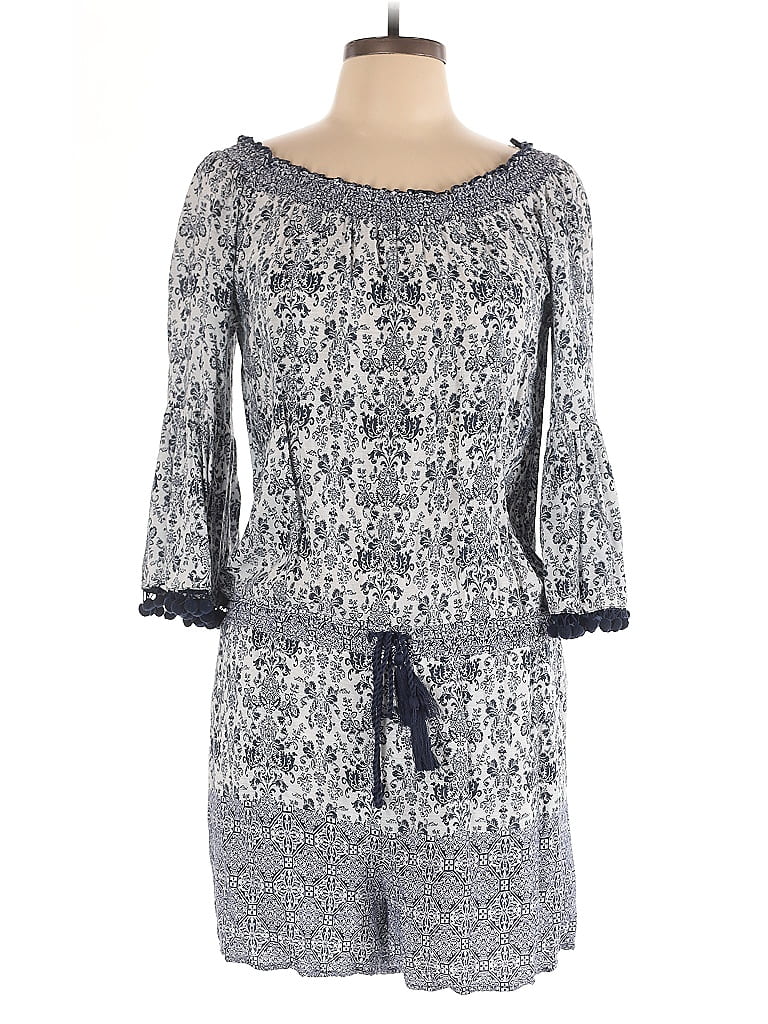 Mystree 100% Rayon Gray Blue Romper Size L - photo 1