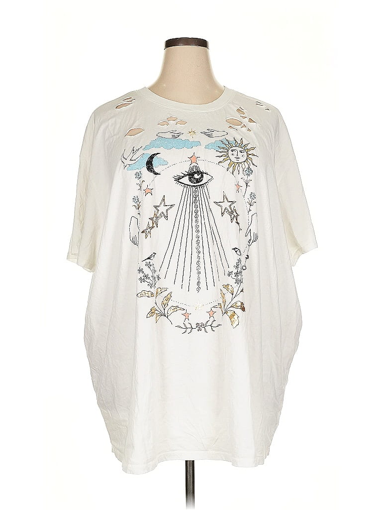 Torrid 100% Cotton Ivory Short Sleeve T-Shirt Size 4X Plus (4) - photo 1