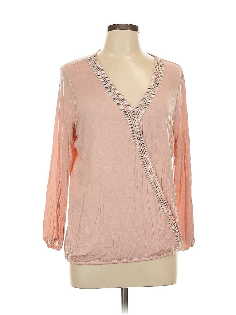 Soho JEANS NEW YORK & COMPANY Pink Long Sleeve Blouse Size L - photo 1