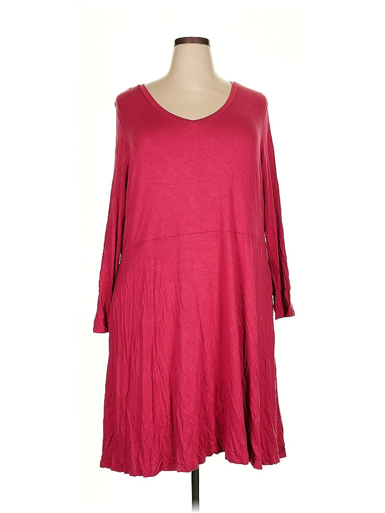 Terra & Sky Solid Burgundy Casual Dress Size 3X - photo 1