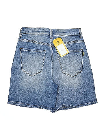 Vibrant M.I.U Medium Wash Retro Denim Shorts (view 2)